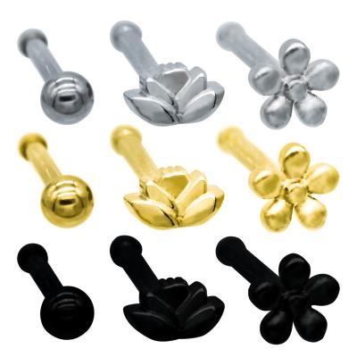China Stainless Steel Gold Nose Piercing Jewellery Nose Pin Set Indian 3pcs Per Set for sale