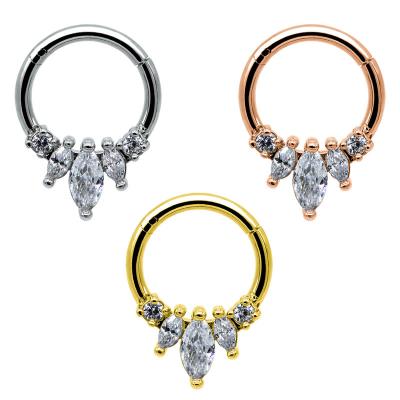 China Los Zircons claros sospechan la joyería de perforación que abultan los anillos de nariz de lujo el material 316l en venta