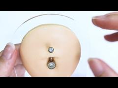 Double Clear Gems Women Titanium Belly Button Rings 14 Gauge 6mm