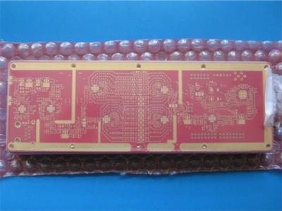 China Hybrid 10-Layer PCB Rogers RO4350 6.6mil+FR4 Hybrid PCB With Red Solder Mask and Immersion Gold for sale