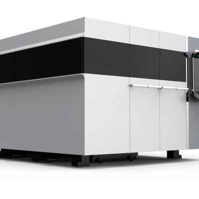 中国 Enclosed Cnc Fiber Laser Cutting Machine Metal Material For Cut SS MS 販売のため