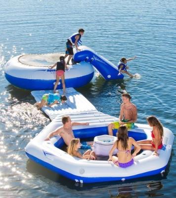 China Fire Resistant Inflatable Water Floating Island , Inflatable Sports Games for sale