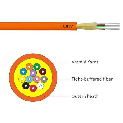 China Indoor LSZH Optical Cable 4-Core 6-Core 8-Core 12-Core 24-Core 48-Core Single Mode Optical Fiber Cable GJFJV for sale