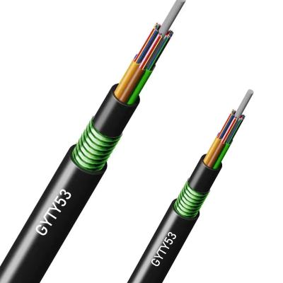 China Double sheath armored underground G652D 12 24 36 48 72 96 144 288 Core direct buried GYTY53 Fiber Optic Cable for sale