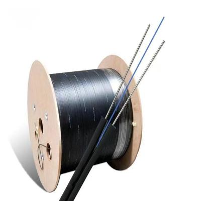 China Self-Supporting Outdoor Indoor Steel Messenger Wire FRP G657A FTTH Drop Fibra Optica 1 2 4 Core Fiber Optic Cable for sale