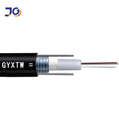 China solo modo al aire libre G652D 4 6 8 12 16 24 cables ópticos de la fibra acorazada de la base con el gyxtw óptico del fibra del alambre de acero en venta