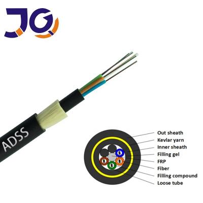 China Communication Cable ADSS Span 100m 200m 300m 6 8 12 16 24 36 48 Core G652D 1km Fiber Optic Cable for sale