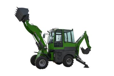 China CE Approved Excavator Backhoe Loader 4WD Backhoe Wheel Loader Green Black for sale