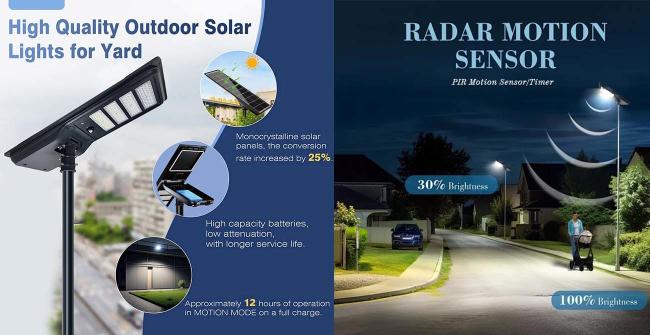 Flux Sensor Module LA2-120W All In One Solar Street Lights 240lm/W LiFePO4 Battery 768Wh 3 ...