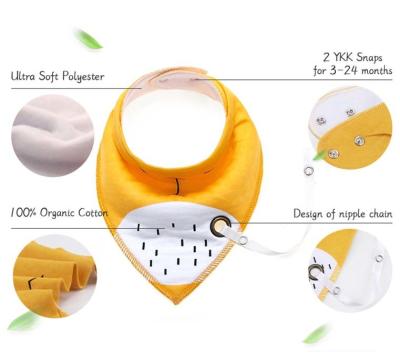 China Amazon Hot 100% cotton baby bibs breathable with nipple chain Baby bandana bibs for sale