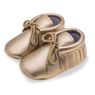 China Wholesale Cheap PU Leather upper Tassel 0-2 years girl Lace-up baby shoes for sale