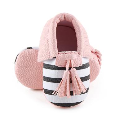 China Wholesale PU Leather tassel loafers 0-2 years boy and girl Soft sole leather baby shoes for sale