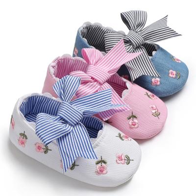 China Lovely Cotton sole Flower print with bowknot Ballet dress baby girl shoes for sale