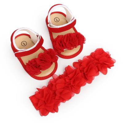 China New style Lace flower hairpin lovely Princess barefoot  baby girl sandals for sale