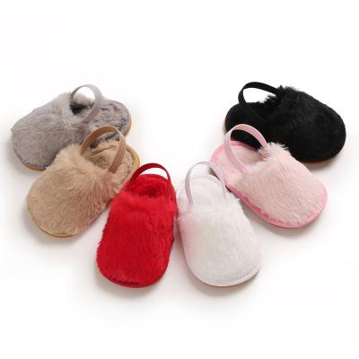 China Rubber sole wholesale cheap fur upper prewalker outdoor infant girl baby sandals for sale