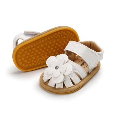 China New summer 0-2 years old infant leather flower baby sandal shoes oem soft sole toddler sandals for sale