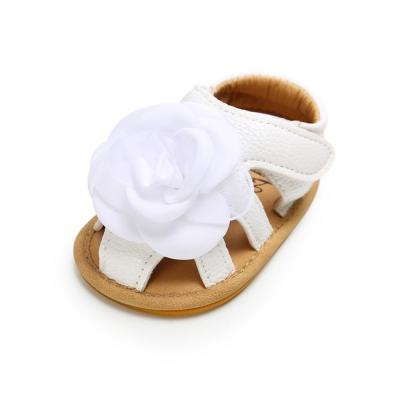China Summer Lace flower PU Leather shoes Soft sole Prewalker Baby girl sandals for girl for sale