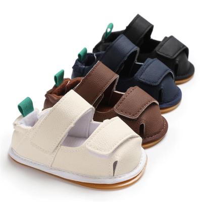 China Summer 2019 hot PU Leather Rubber sole 0-2 years prewalker baby sandals leather boy for sale