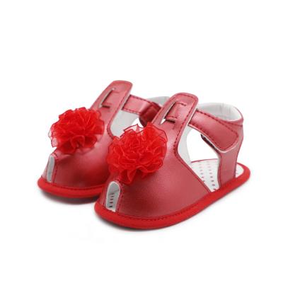 China New designed PU Leather Flower lace 0-2 years girls Princess outdoor Baby shoes for sale