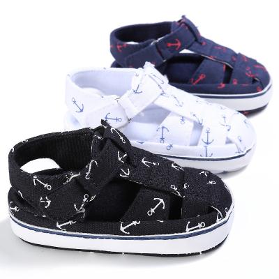 China Hot selling Canvas Printed fishbone anti-slip infant boy baby sandals for sale