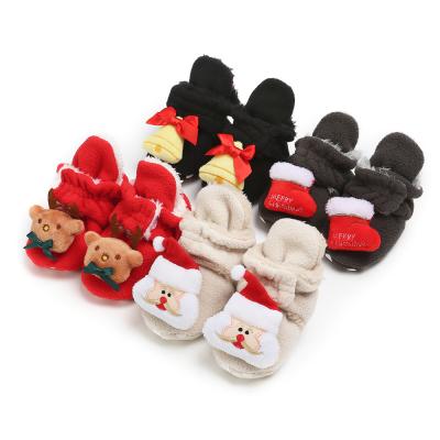 China 2019 hot Merry Christmas Flannel warm Cartoon infant shoes socks baby boots for sale