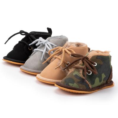China New fashion Rubber sole Camouflage prewalk short ankle  boy baby boots for sale