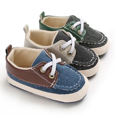 China New fashion Canvas shoes Anti-slip prewalker infant crib boy baby shoes for sale