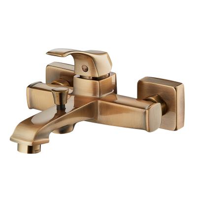 China 2 Spout  Antique Brass Bath Mixer Taps Bathroom Shower Tub Faucet for sale