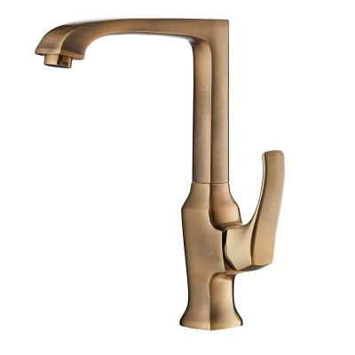 China ACS Single Handle Antique Brass Kitchen Mixer Faucet Sink Mixer With Swivel Spout for sale