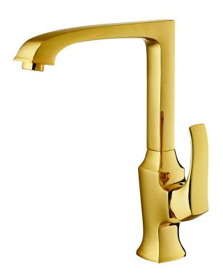 China SABS Light Gold Kitchen Mixer Faucet 1 Handle Deck Mounted Sink Mixer Tap for sale