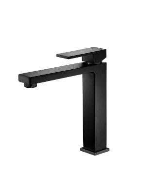 China Deck Mount Matte Black Vessel Sink Faucet Tall Body Restroom Water Faucet for sale