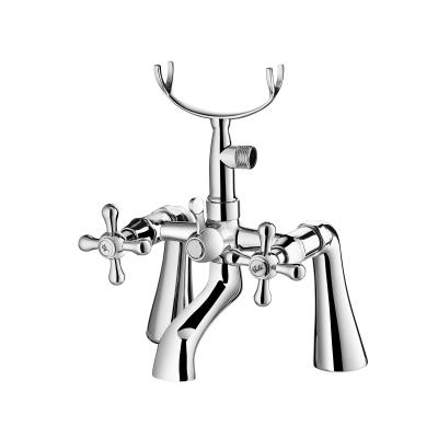 China Anticorrosive Two Handle Faucet 2 Hole Mixer Tap Basin With Shower Bracket for sale