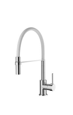 China White Polished High Pressure Kitchen Mixer Faucet Aerator Water Outlet 1 Hole for sale