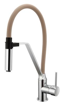 China CONNE Pull Out Kitchen Mixer Faucet Desk Mounted Magnetic Light Brown Tube for sale