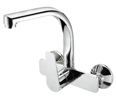 China 360° Moveable Brass Kitchen Mixer Faucet Two Hole Wall Mounted for sale