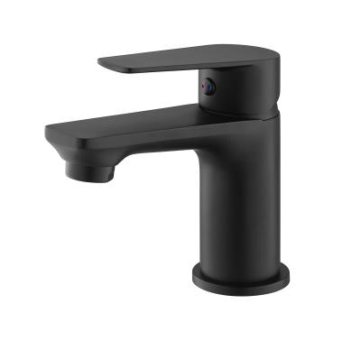 China Matte Black Bathroom Sink Faucet Single Lever Polished Hot And Cold Wash Basin Taps for sale