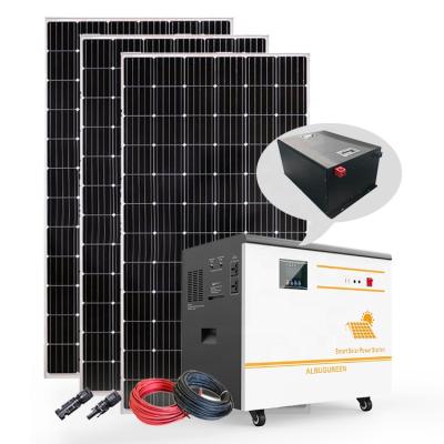 China LifePO4 5kw battery home hybrid solar power system with completed set of MPPT solar panel energy systems à venda