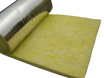 中国 アルミ ホイルの表面が付いている黄色いグラス ウールの断熱材毛布 販売のため