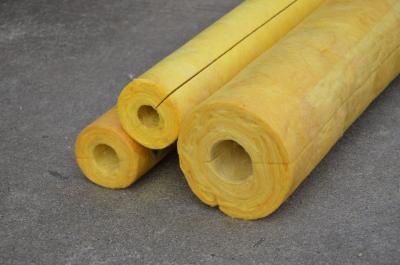 China High Temp Glass Wool Pipe Insulation , Yellow Glasswool Pipe Cover for sale