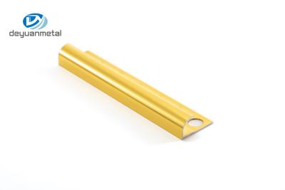 China 6063 Aluminium Edge Trim Profiles Round Shape Gold Color For Wall Trimming for sale