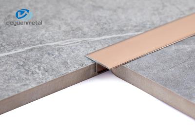 China 6063 Aluminum Rose gold T Profiles T5 Temper Andizing T Shape Metal Transition Trim For Hotel Wall Decoration for sale