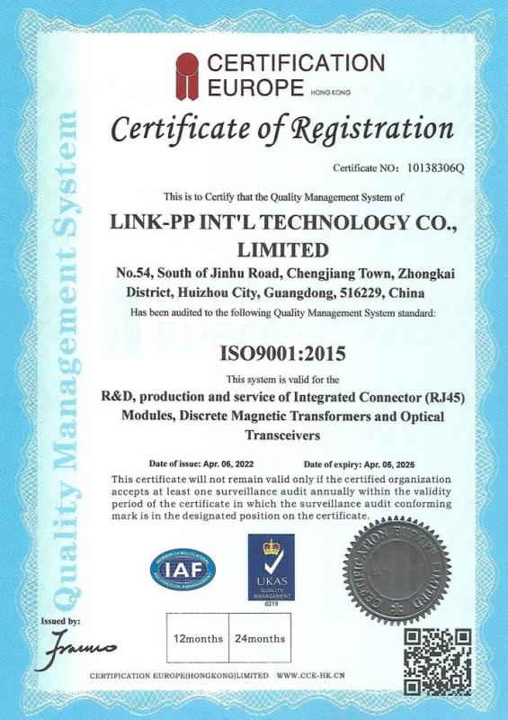ISO9001:2015 - LINK-PP INT'L TECHNOLOGY CO., LIMITED