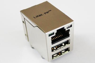 China 100Base PC Card Surface Mount RJ45 Jack / USB Connector With LED Vertical 1 x 1 for sale