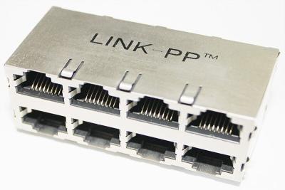 China 2 x 4 Port Female ,Stacked RJ45 10 / 100 / 1000 Base Metal Networking SDH RJ45 P59-1GG-1DV9 for sale