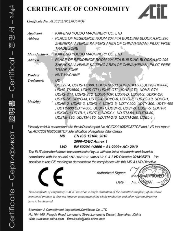 CE - Kaifeng Youdo Machinery Co., Ltd.