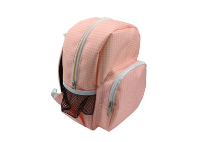 China 600D Polyester Zipper Backpack Light Pink Backpack For School for sale
