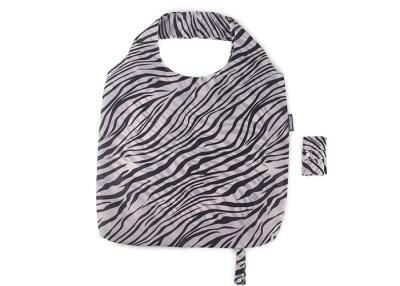 China Black And White Zebra Stripes Folding Tote Bag , Large Capacity Eco Shopping Bag for sale