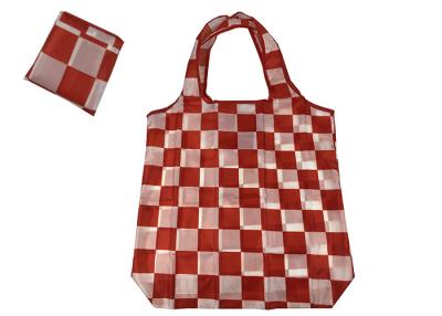 China Red - White Square Fold Up 190t polyester Folding Pocket Reusable foldable Bag for sale