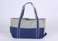 Quality Two Tone Polyester Tote Bags 600D Polyester Canvas Tote With Outside Pocket for sale