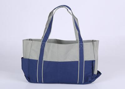 China Two Tone Polyester Tote Bags 600D Polyester Canvas Tote With Outside Pocket for sale
